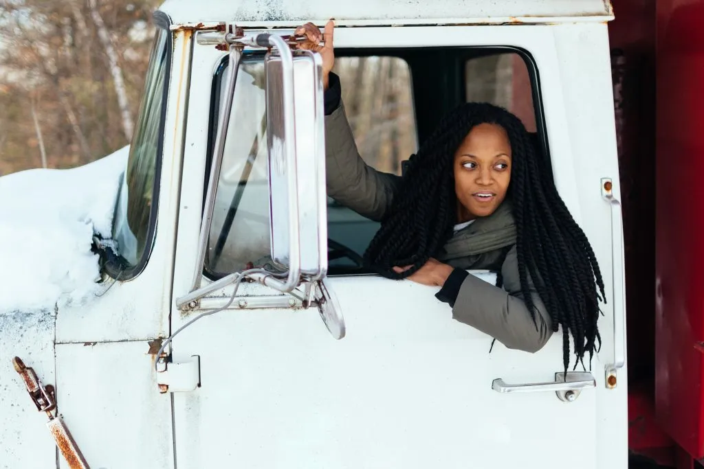 Woman Driving a Truck