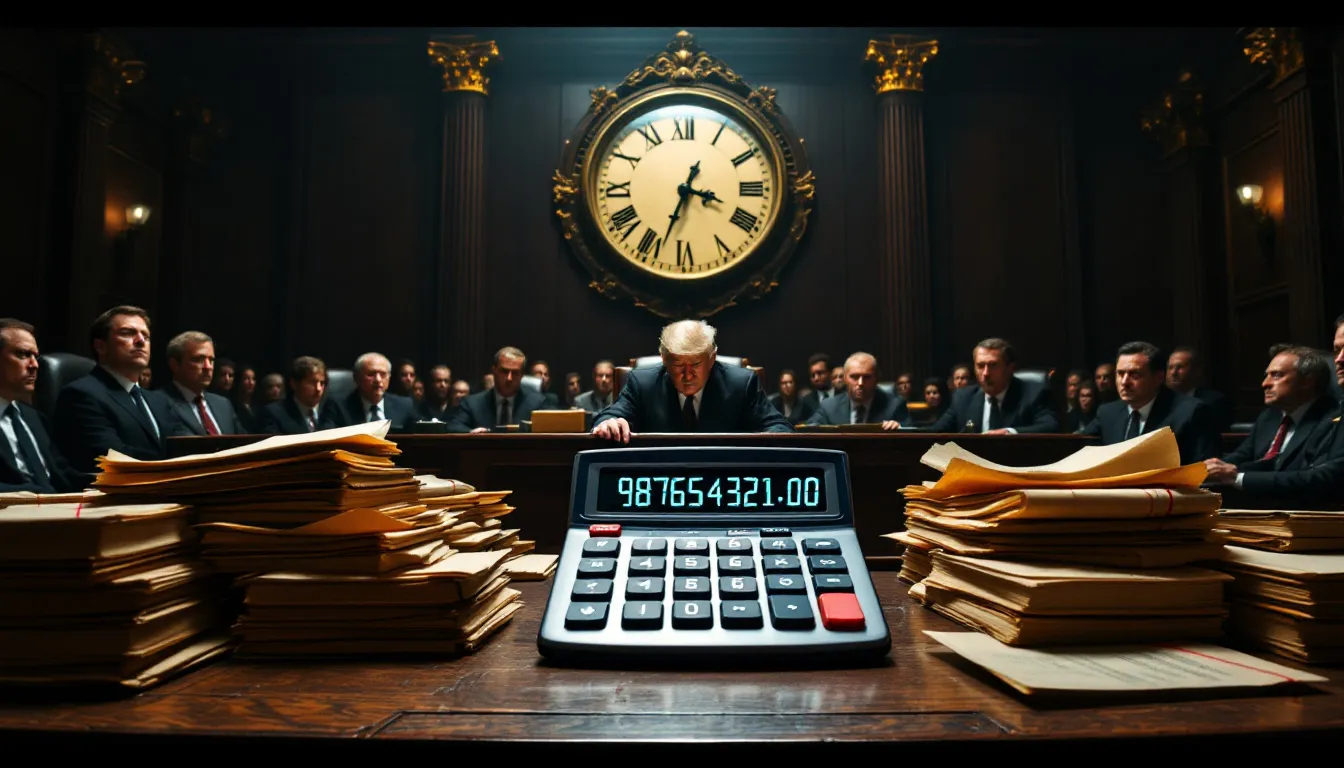 A calculator and legal documents representing the calculation of compensation for personal injury claims.