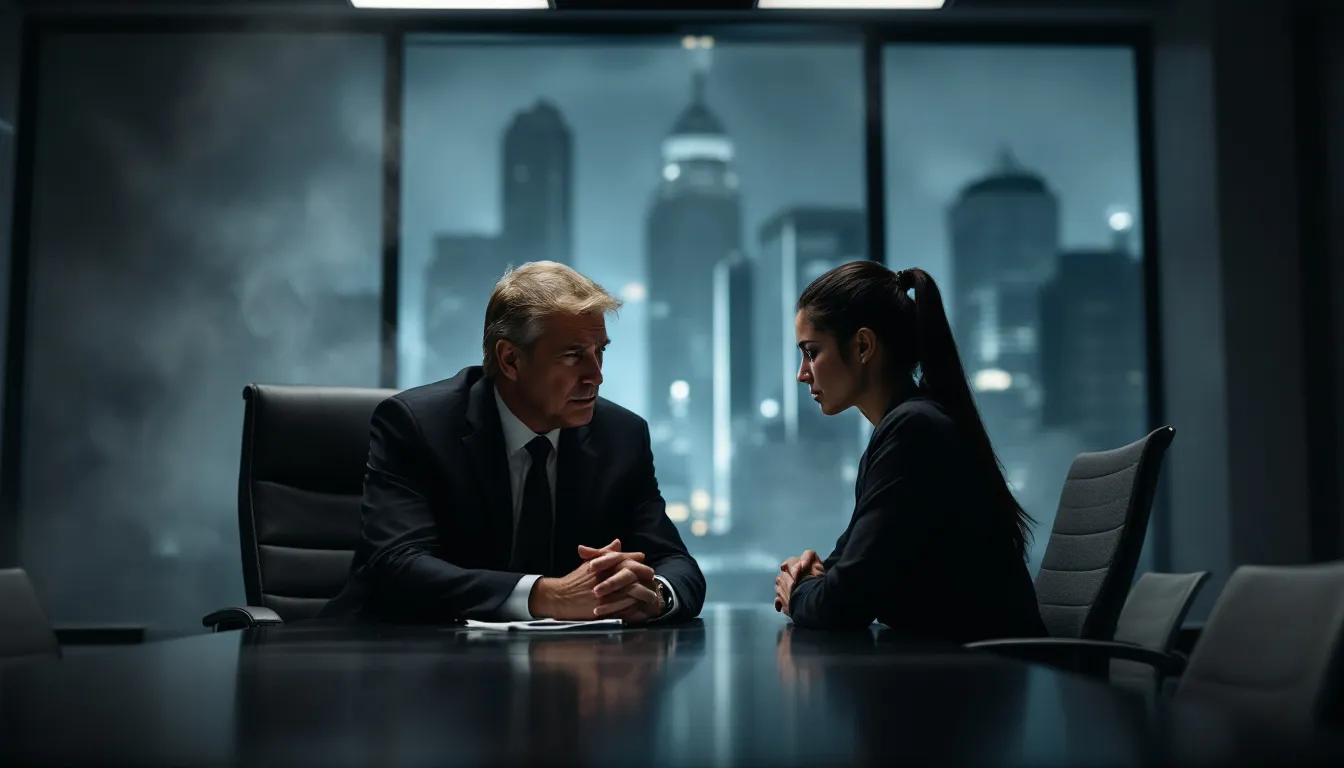 A personal injury attorney discussing a case with a client in Los Angeles.