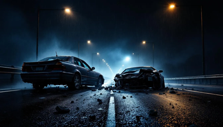 Different types of auto accidents including a rear-end collision and a head-on collision.