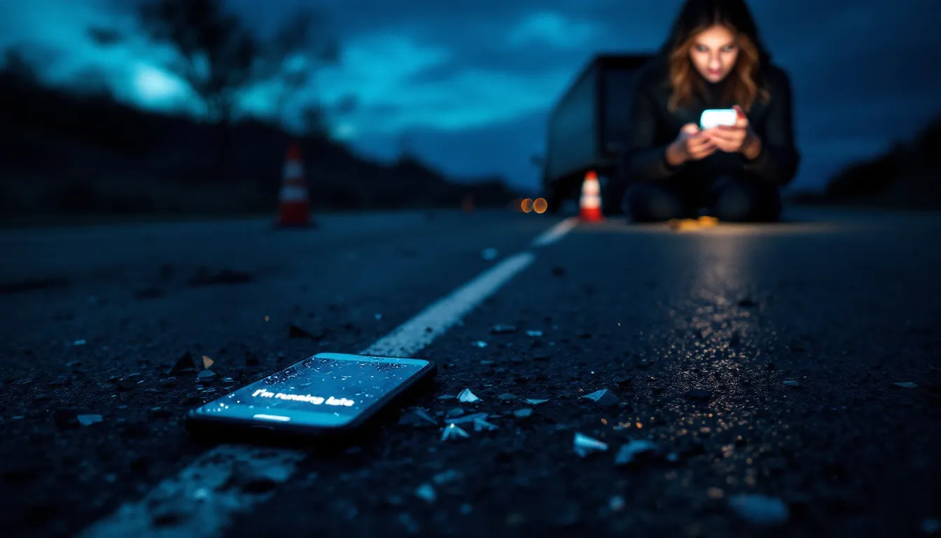 A visual representation of common causes of truck accidents with an emphasis on distracted driving.
