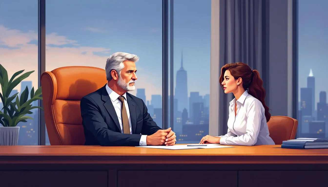 A highly rated personal injury attorney consulting with a client.