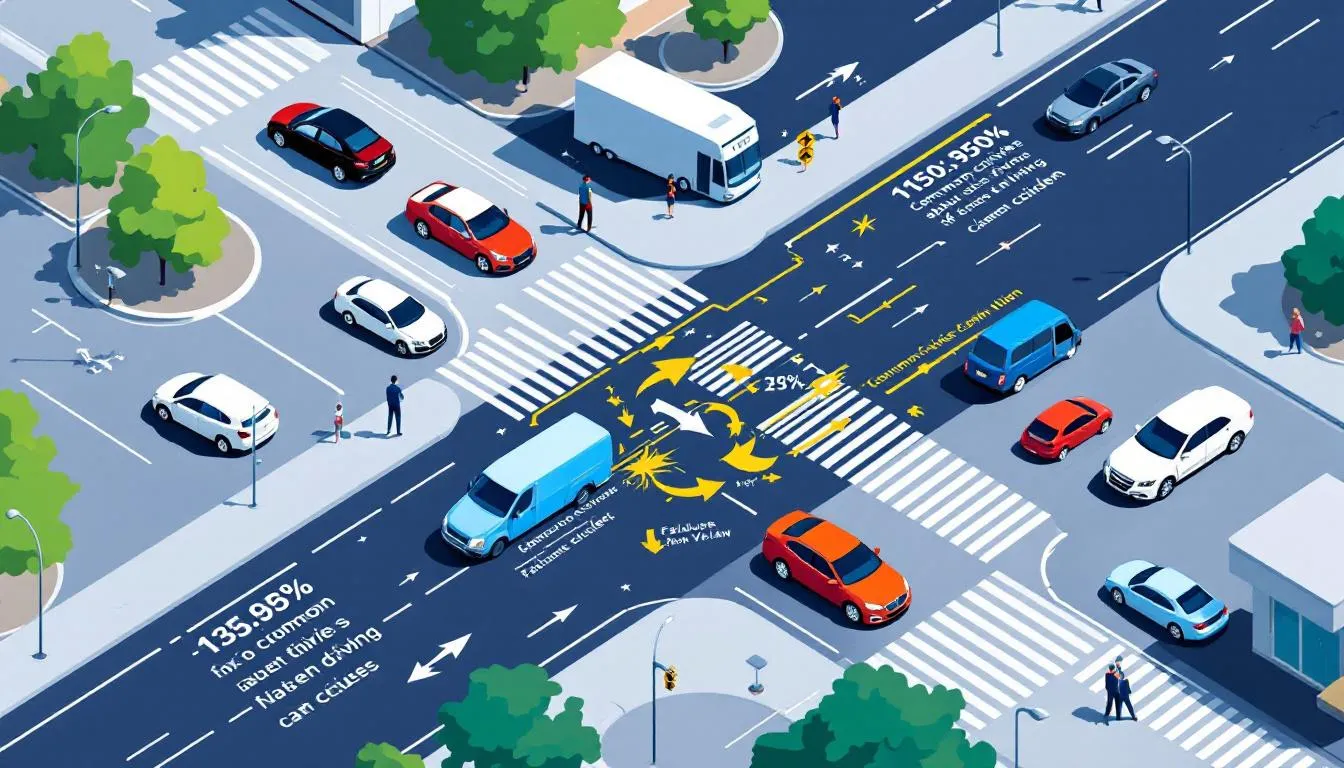 Common causes of car accidents in Houston illustrated with a busy intersection.