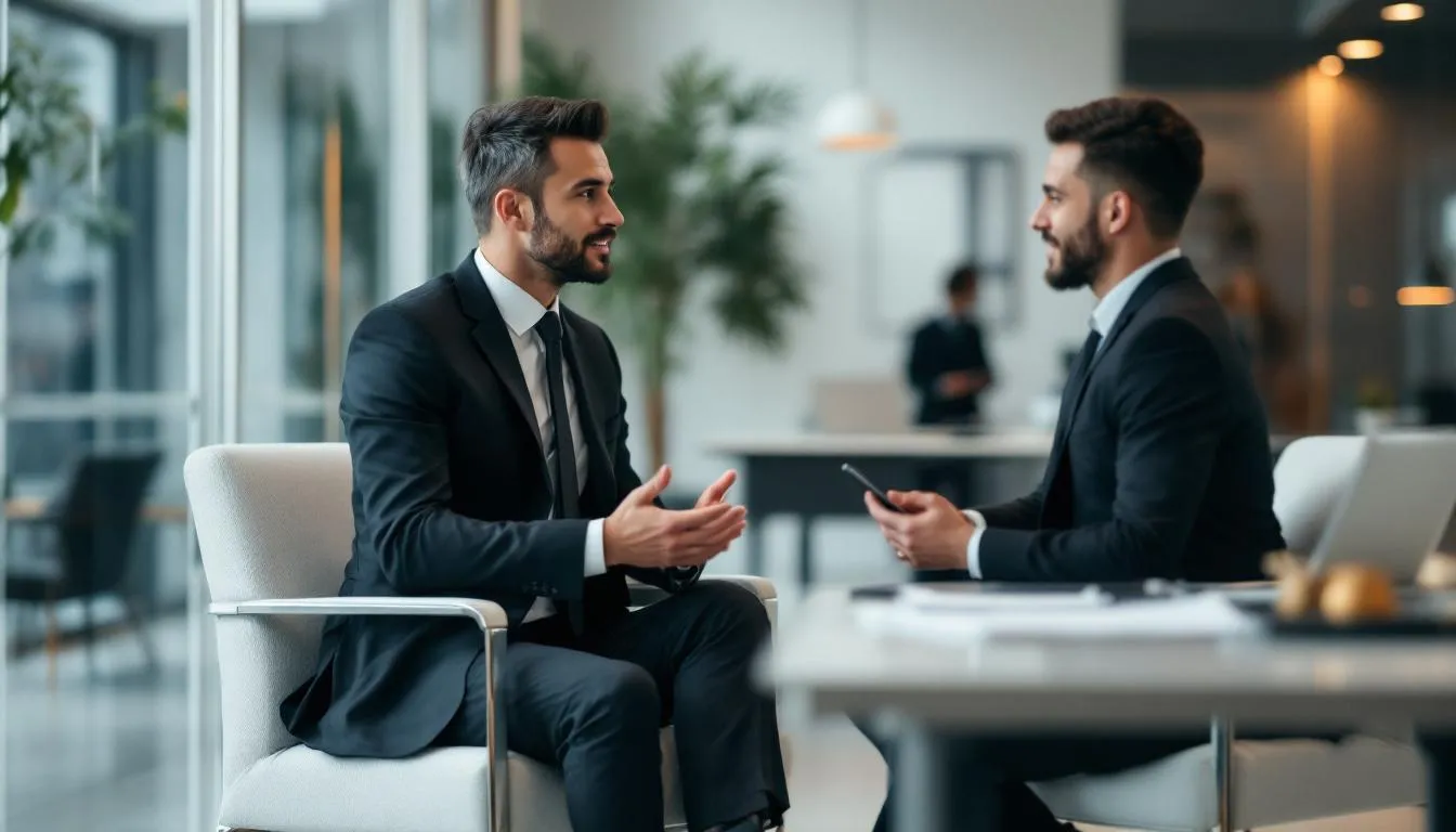 A lawyer discussing truck safety with a client at a law firm for truck safety.
