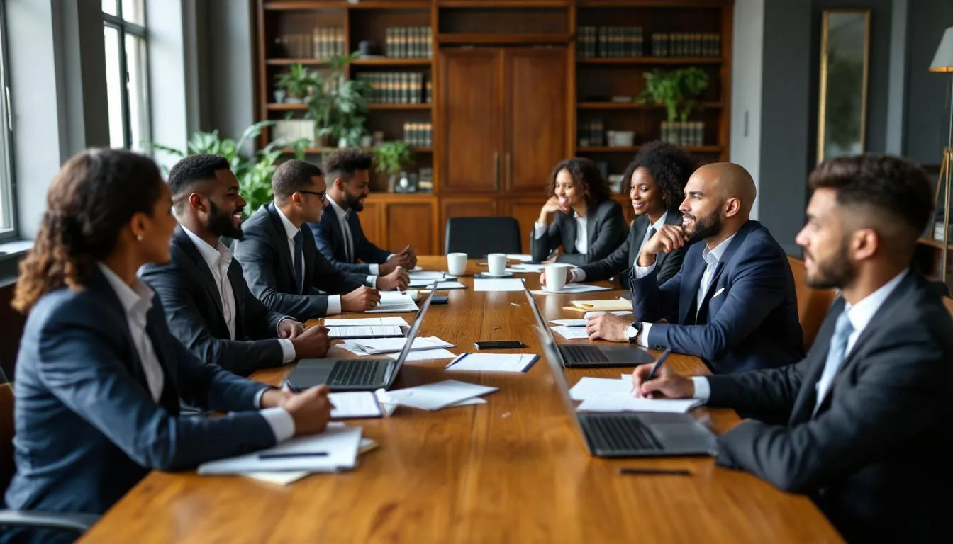 A team of diverse attorneys is collaborating in a modern conference room, discussing strategies for antitrust litigation and corporate wrongdoing on behalf of their clients. Their extensive experience reflects a commitment to achieving successful outcomes for victims and families across America and the globe.