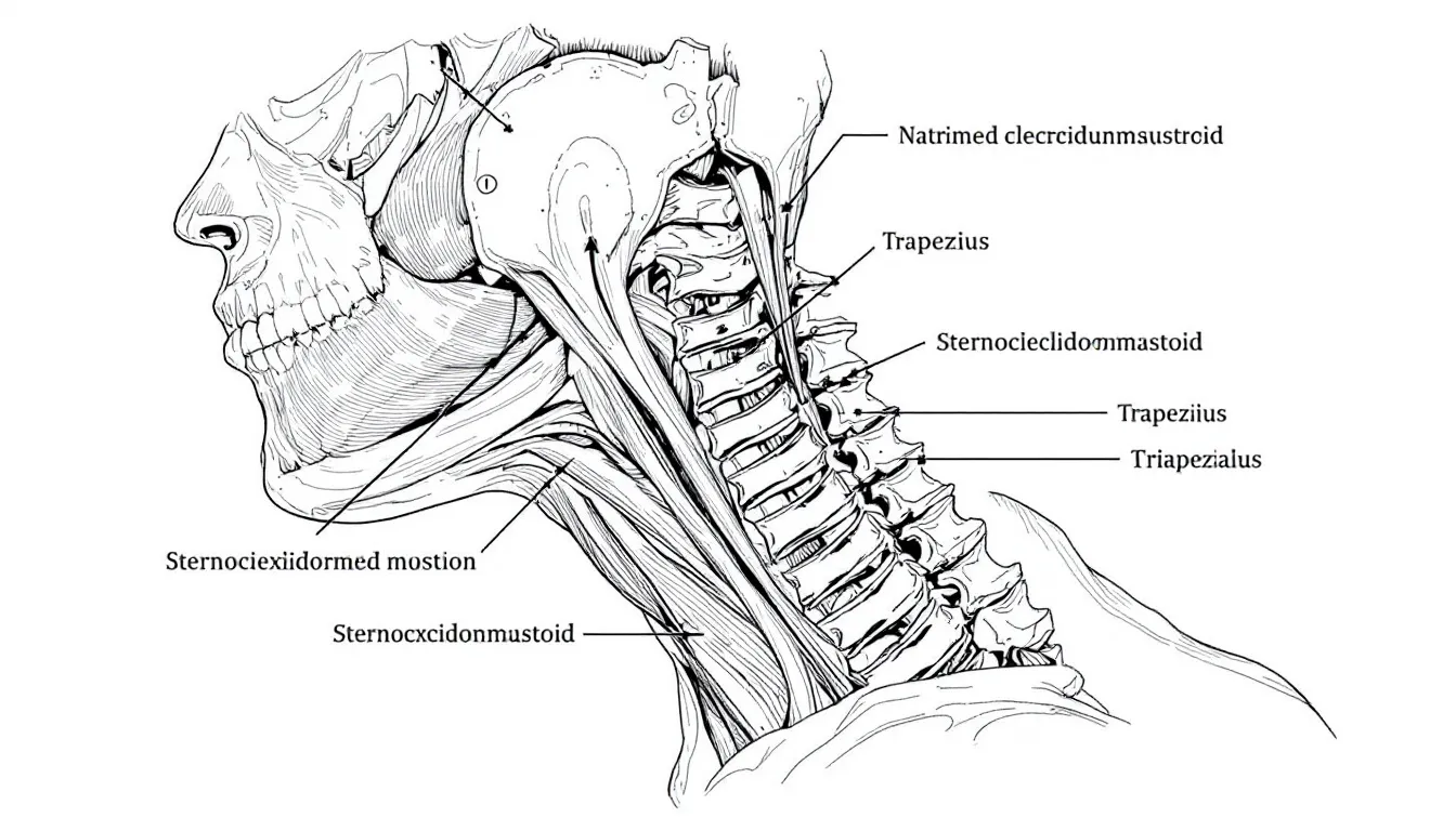 Whiplash Meaning: Understanding This Common Neck Injury 1 An anatomical illustration depicts the cervical spine and surrounding muscles in motion, illustrating the effects of a whiplash injury typically caused by sudden force, such as in car accidents. The image highlights the neck movement, potential neck strain, and the associated symptoms like severe pain and discomfort, emphasizing the importance of immediate treatment and physical therapy for recovery.