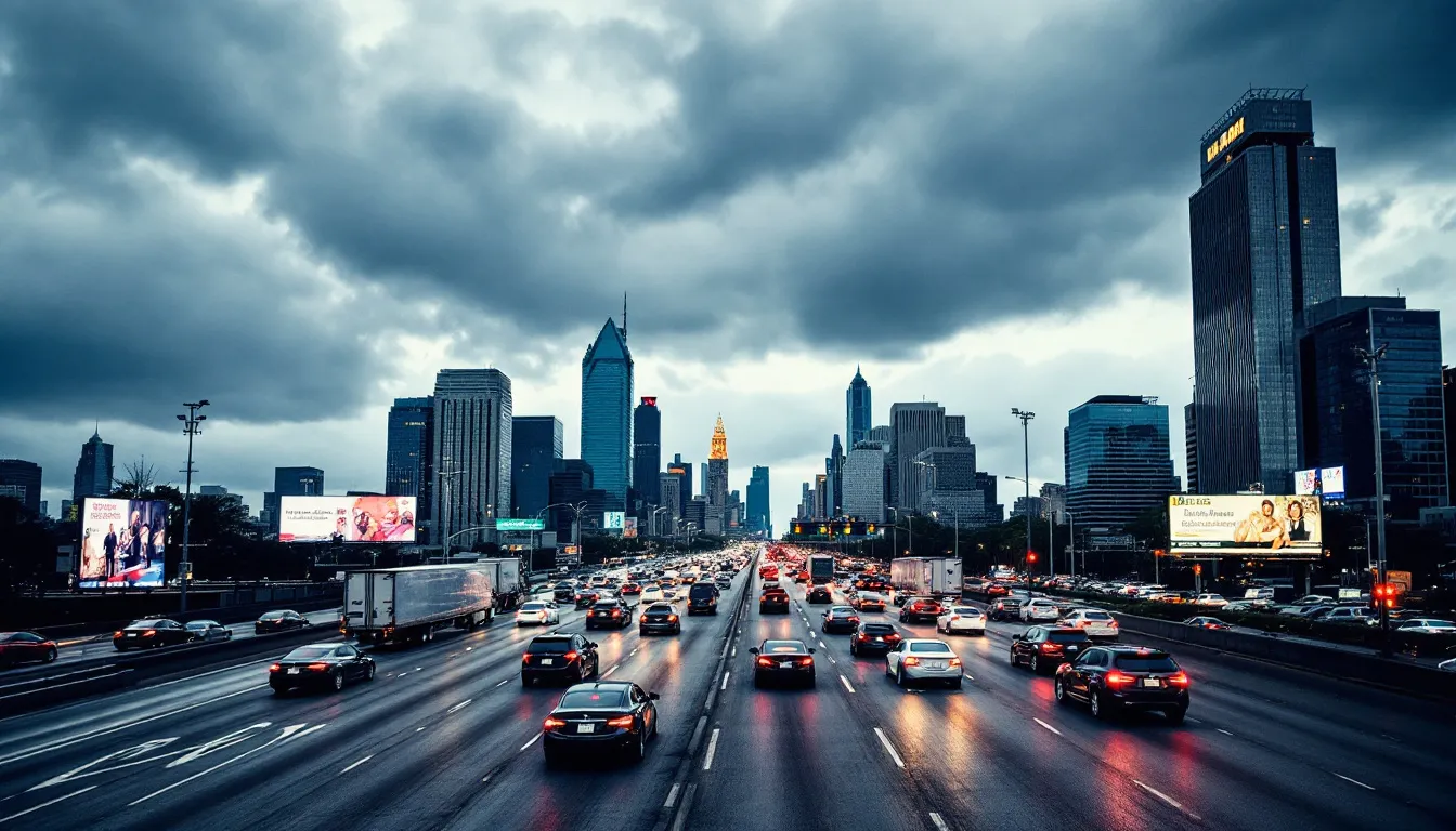 Houston Vehicle Accident Lawyers - Get Maximum Compensation for Your Injuries 1 A busy Houston highway is shown with heavy traffic, featuring multiple vehicles closely packed together, indicating a potential scene of a car accident. The image captures the tense atmosphere typical of motor vehicle accidents, where many car accident victims may be involved, highlighting the importance of experienced car accident attorneys for legal representation and claims.