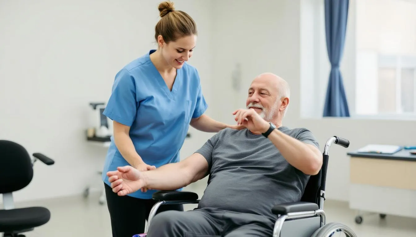 Head Trauma Treatment: Comprehensive Guide to Emergency Care and Recovery 4 A physical therapist is assisting a patient recovering from a brain injury, focusing on rehabilitation exercises to enhance brain function and support recovery from traumatic brain injury (TBI). The therapist's guidance is crucial for improving the patient's mobility and cognitive abilities after experiencing a head trauma.