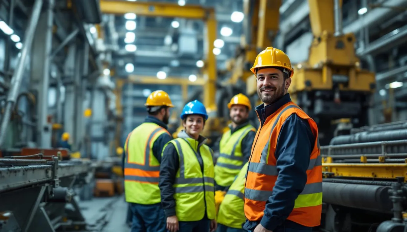 Reporting Accidents: A Comprehensive Guide to Workplace Safety Compliance 1 The image depicts an industrial workplace where workers are wearing safety equipment while operating near heavy machinery, emphasizing the importance of safety measures and risk management to prevent workplace accidents and injuries. The scene highlights the adherence to safety protocols essential for ensuring employee well-being in such environments.