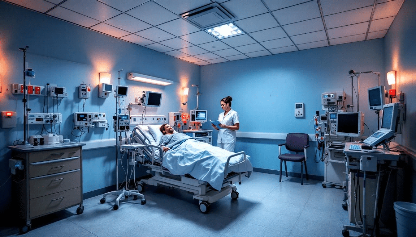 Cruise Ship Accident Lawyer: Expert Legal Representation for Maritime Injuries 3 The image depicts a hospital room equipped with various medical equipment, illuminated by emergency lighting. This setting highlights the importance of seeking medical attention immediately for injured cruise ship passengers following cruise ship accidents.