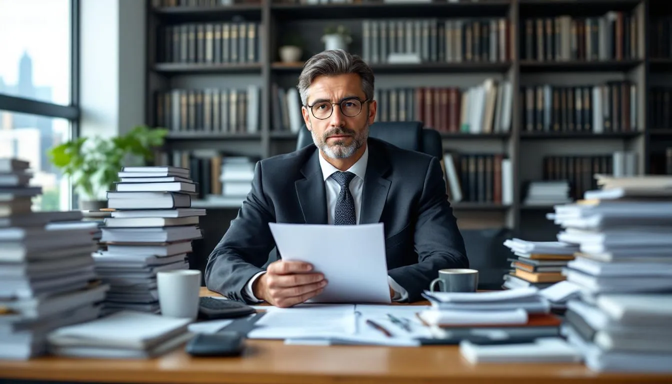 Personal Injury Law Attorney: Your Guide to Legal Representation After an Accident 1 A personal injury attorney is seated at a desk, surrounded by legal documents and law books, diligently reviewing materials related to personal injury claims and cases. The workspace reflects a commitment to helping clients navigate the legal process and recover compensation for their injuries.