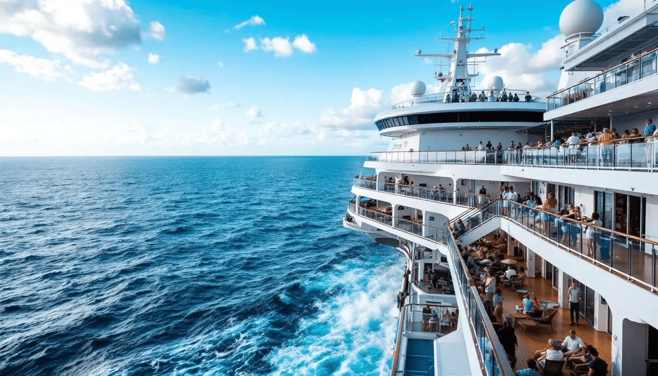 Cruise Ship Accident Lawyer: Expert Legal Representation for Maritime Injuries 1 A large cruise ship sails gracefully across the ocean, with numerous cruise ship passengers enjoying the view from the deck. The scene captures the essence of a cruise vacation, highlighting the joy of travel on major cruise lines while reminding us of the importance of passenger safety in the event of cruise ship accidents.