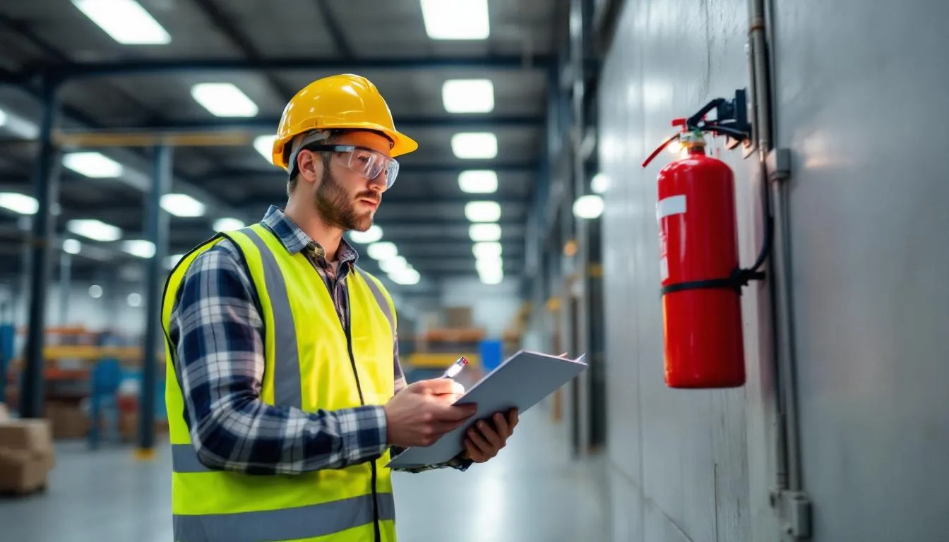 Worker Injured: Complete Guide to Workers’ Compensation and Your Rights 1 A worker in safety gear is inspecting various workplace safety equipment, ensuring compliance with occupational safety standards to prevent work-related injuries. This proactive approach helps protect employees and supports workers compensation coverage in case of accidents.