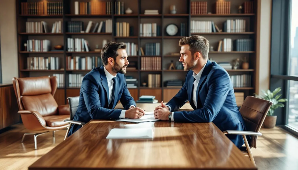 Experienced Work Injury Lawyer explaining workers compensation benefits to an injured worker