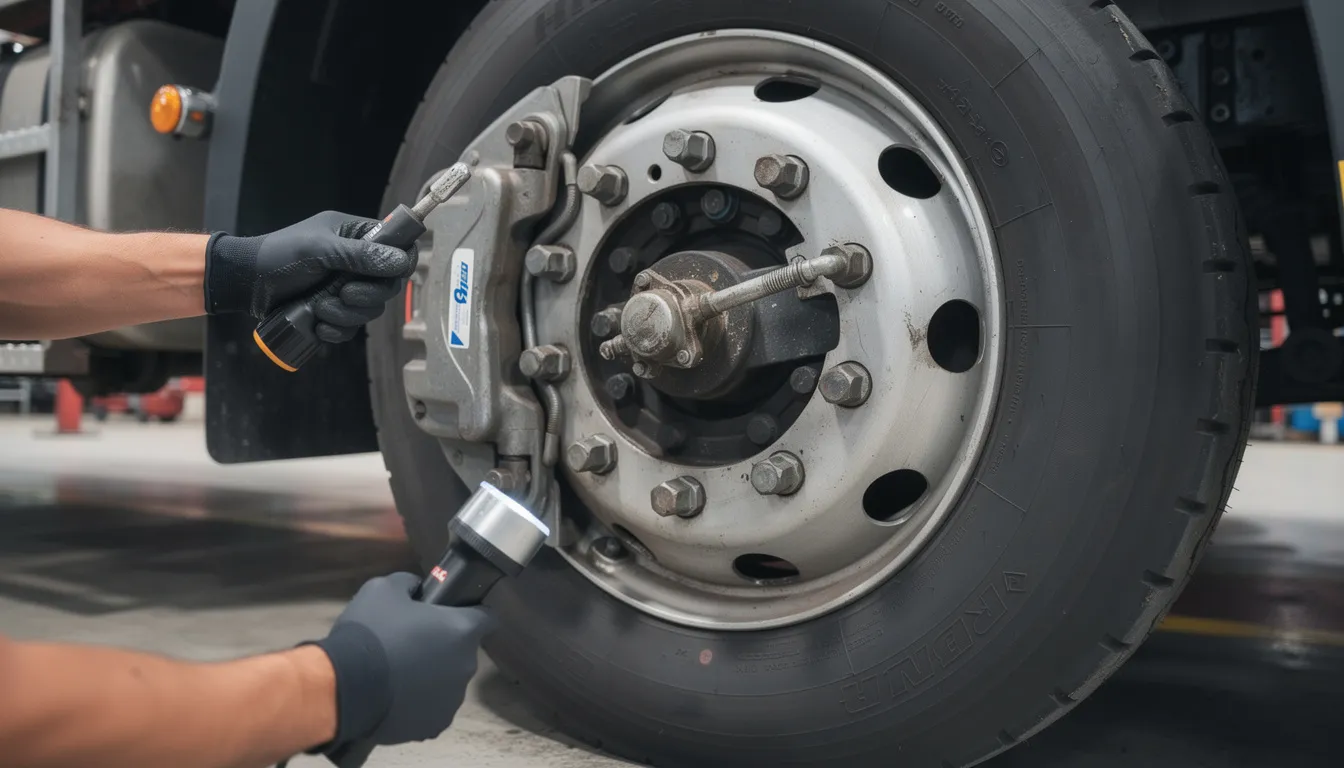 Truck Accidents in Texas: Understanding Your Rights and Legal Options 2 The image shows a close-up view of a truck's brake system and tire, highlighting the critical components involved in ensuring the safety of large commercial vehicles. This inspection is essential for trucking companies to prevent truck accidents and protect drivers involved in potential truck crashes.