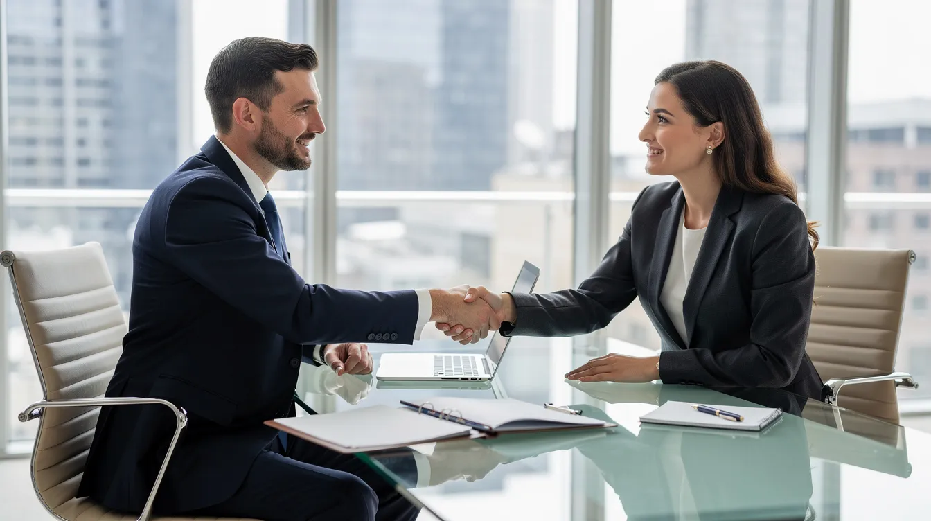 Personal Injury Lawyers: How The Morgan Legal Group, PLLC Fights for Your Recovery 4 An experienced personal injury attorney is shaking hands with a client in a modern office, symbolizing the beginning of their partnership in navigating personal injury claims and securing financial compensation for serious injuries. The professional setting reflects the legal team's commitment to providing effective legal representation for accident victims.