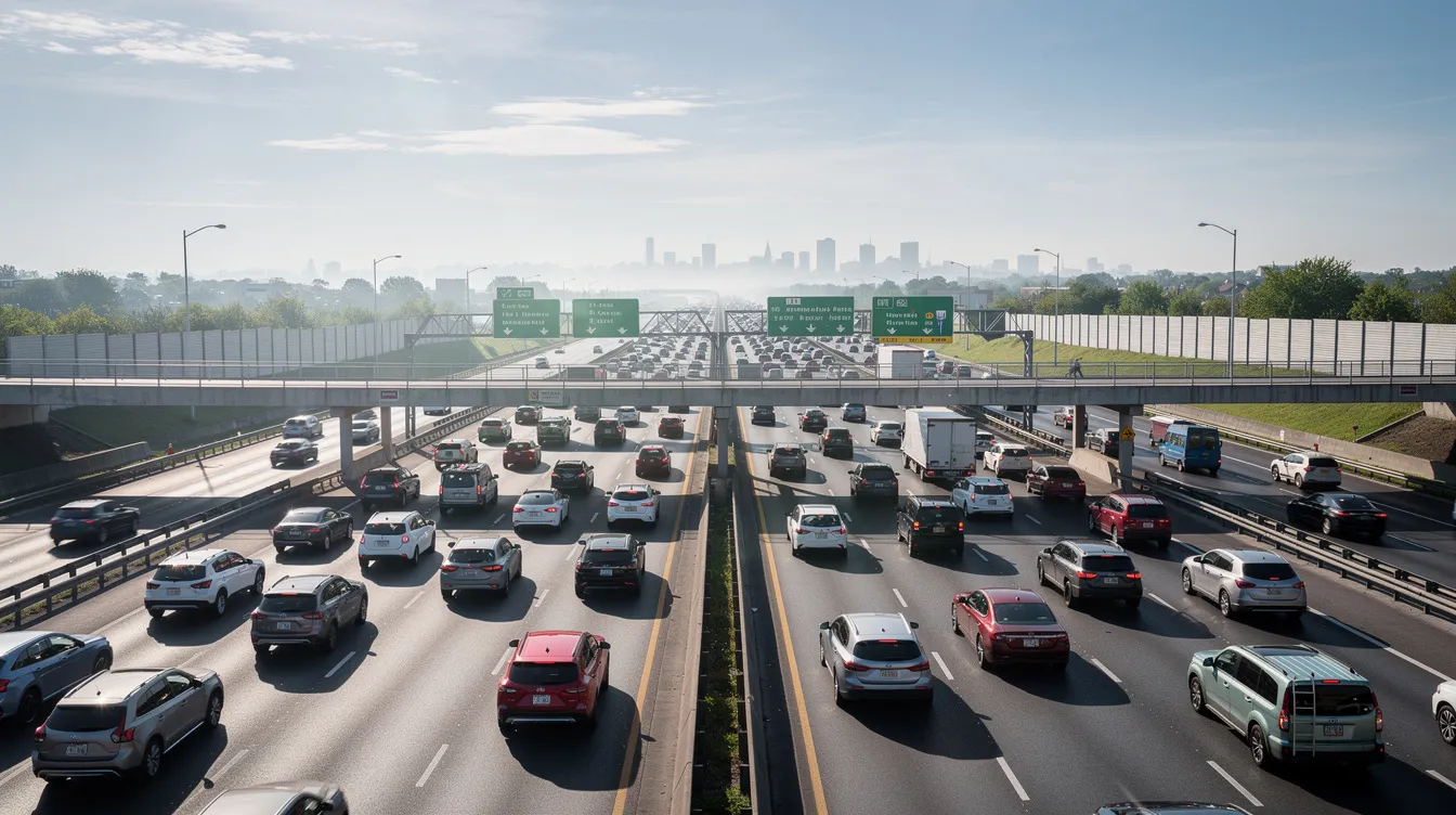 Best Attorney for Auto Accident: How to Choose the Right Car Accident Lawyer in 2026 1 The image depicts a busy highway filled with multiple lanes of vehicles during the daytime, illustrating a typical scene where car accidents may occur. Such environments often necessitate the expertise of experienced car accident attorneys to assist victims with their legal claims and navigate the complexities of insurance companies.