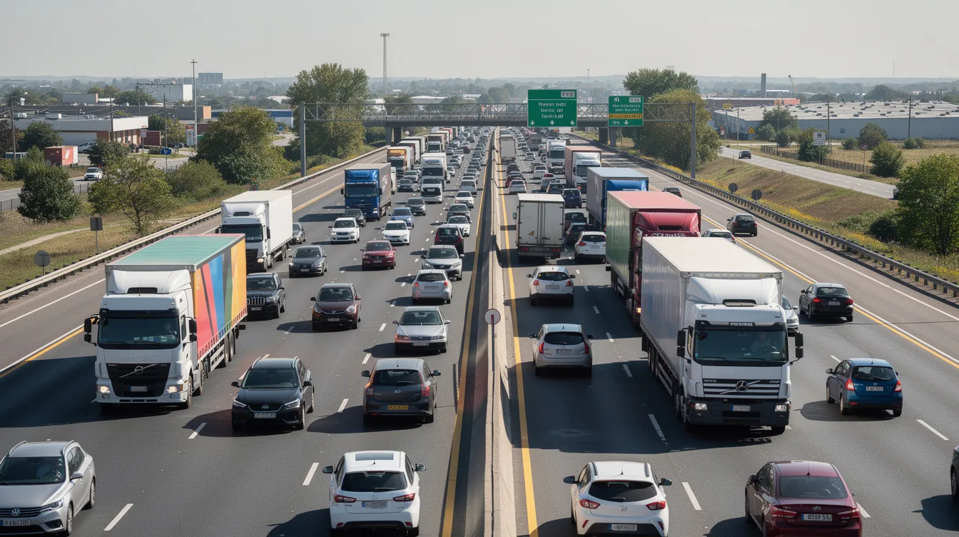 Best Lawyers for Personal Injury: How to Choose the Right Attorney for Your Case 2 The image depicts a busy highway filled with cars and commercial trucks traveling in multiple lanes, illustrating the fast-paced environment where personal injury accidents, such as car accidents and truck accidents, can occur. This scene emphasizes the importance of having a skilled personal injury lawyer for legal representation in the event of serious injuries or wrongful death.