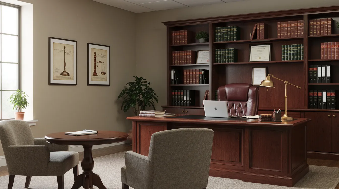 Best Attorney for Auto Accident: How to Choose the Right Car Accident Lawyer in 2026 2 The image depicts a professional attorney's office featuring well-organized bookshelves filled with legal texts and a comfortable client consultation area, ideal for discussing car accident cases and personal injury claims. This inviting space reflects the expertise of experienced car accident attorneys who provide legal representation for accident victims seeking to recover compensation for their injuries and medical expenses.